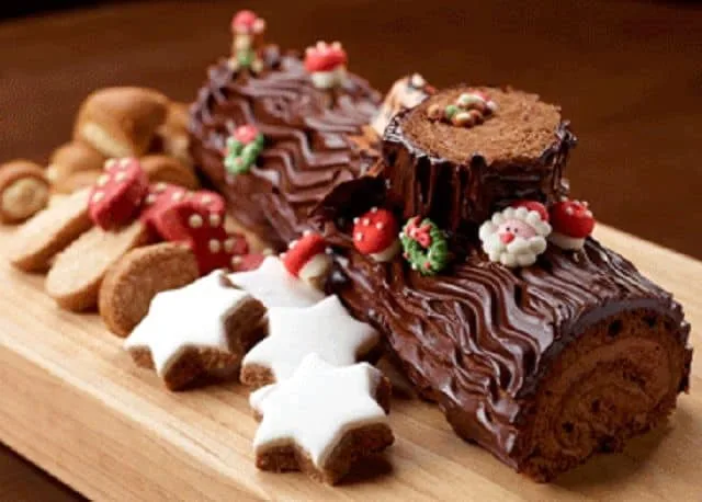 Tronco de Natal de chocolate decorado
